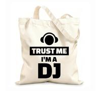 AILOONG Bolsos de calicó para mujer Citas y palabras divertidas: Confía en mí, soy DJ de música para fiestas. Tela de 12 oz de grosor Plegable 35x40cm Grande