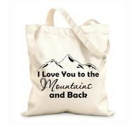 AILOONG Bolsos de calicó para mujer Con Diseño de Montaña Te Amo A Las Montañas Y Las Montañas Perfectas Tela de 12 oz de grosor Plegable 25x30cm Pequeño