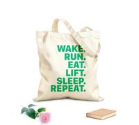 AILOONG Bolsos de calicó para mujer Despierta Corre Levanta Pesas Come Duerme Repite Gimnasio Ejercicio Inspiración Motivación Tela de 340g/m² de grosor Plegable