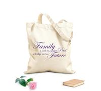 AILOONG Bolsos de calicó para mujer Familia: Un vínculo con el pasado, un puente hacia nuestro futuro. Poesía y citas inspiradoras. Tela de 340g/m² de grosor Reutilizable