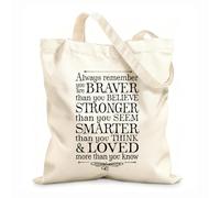 AILOONG Bolsos de calicó para mujer Habitación Infantil Recuerda Siempre Que Eres Más Valiente Tela de 12 oz de grosor Plegable 25x30cm Pequeño