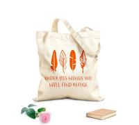 AILOONG Bolsos de calicó para mujer Iglesia Cristiana Bajo Sus Alas Escrituras Y Religión Tela de 340g/m² de grosor Plegable
