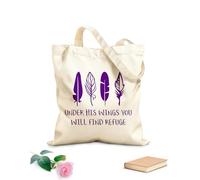 AILOONG Bolsos de calicó para mujer Iglesia Cristiana Bajo Sus Alas Escrituras Y Religión Tela de 340g/m² de grosor Plegable