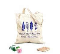 AILOONG Bolsos de calicó para mujer Iglesia Cristiana Bajo Sus Alas Escrituras Y Religión Tela de 340g/m² de grosor Plegable