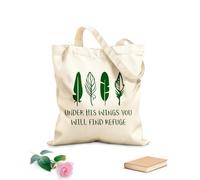 AILOONG Bolsos de calicó para mujer Iglesia Cristiana Bajo Sus Alas Escrituras Y Religión Tela de 340g/m² de grosor Plegable