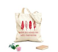 AILOONG Bolsos de calicó para mujer Iglesia Cristiana Bajo Sus Alas Escrituras Y Religión Tela de 340g/m² de grosor Plegable