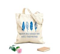 AILOONG Bolsos de calicó para mujer Iglesia Cristiana Bajo Sus Alas Escrituras Y Religión Tela de 340g/m² de grosor Plegable
