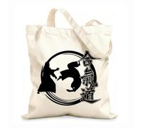 AILOONG Bolsos de calicó para mujer Kendo Aikido Ninja Japonés Luchador con Espada Guerrero Tela de 12 oz de grosor Plegable 35x40cm Grande