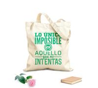 AILOONG Bolsos de calicó para mujer Letras en español Pruébalo Cita motivacional Nada es imposible Tela de 340g/m² de grosor Plegable