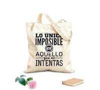 AILOONG Bolsos de calicó para mujer Letras en español Pruébalo Cita motivacional Nada es imposible Tela de 12 oz de grosor Plegable 25x30cm Pequeño