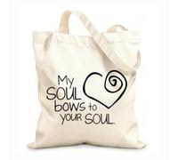 AILOONG Bolsos de calicó para mujer Mi alma se inclina ante tu alma. Cita Tela de 12 oz de grosor Plegable 25x30cm Pequeño