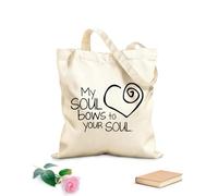 AILOONG Bolsos de calicó para mujer Mi alma se inclina ante tu alma. Cita Tela de 12 oz de grosor Plegable 31x36cm Mediano