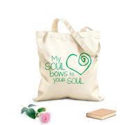 AILOONG Bolsos de calicó para mujer Mi alma se inclina ante tu alma. Cita Tela de 340g/m² de grosor Plegable