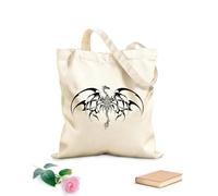 AILOONG Bolsos de calicó para mujer Monstruos tribales Bebé dragón Animales mágicos Anime Cómics Tela de 12 oz de grosor Plegable 31x36cm Mediano