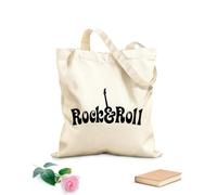 AILOONG Bolsos de calicó para mujer Música rock Guitarra rock Banda musical Música Artículos para el hogar Tela de 12 oz de grosor Plegable 25x30cm Pequeño