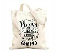 AILOONG Bolsos de calicó para mujer Piensa Que Puedes Y Estaras A Medio Camino Cita en español con frase motivacional Tela de 12 oz de grosor Plegable 31x36cm Mediano