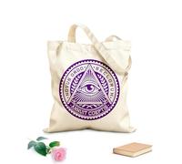 AILOONG Bolsos de calicó para mujer Pirámide del Ojo que Todo lo Ve Símbolo Illuminati Tela de 340g/m² de grosor Plegable