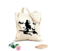 AILOONG Bolsos de calicó para mujer Planta fantasma de calavera de Halloween Casa de murciélago de mago fantasma de Halloween Tela de 12 oz de grosor Plegable 25x30cm Pequeño