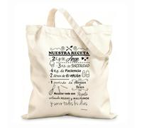 AILOONG Bolsos de calicó para mujer Recetas Españolas Cocina Del Restaurante Nuestra Receta Tela de 12 oz de grosor Plegable 35x40cm Grande