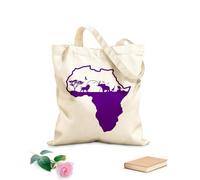 AILOONG Bolsos de calicó para mujer Safari en África, león, elefante, palmeras, naturaleza, pastizales Tela de 340g/m² de grosor Plegable