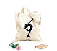 AILOONG Bolsos de calicó para mujer Silueta de niña patinando, niña bailando Tela de 12 oz de grosor Plegable 25x30cm Pequeño