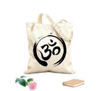 AILOONG Bolsos de calicó para mujer Símbolo OM Símbolo Logo Yoga Budismo Estudio de Yoga Espiritual Tela de 12 oz de grosor Plegable 25x30cm Pequeño