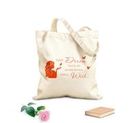 AILOONG Bolsos de calicó para mujer Todo sueño cumplido comienza con un simple deseo Cita Dream Logo Tela de 340g/m² de grosor Plegable