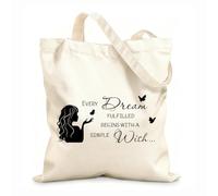 AILOONG Bolsos de calicó para mujer Todo sueño cumplido comienza con un simple deseo Cita Dream Logo Tela de 12 oz de grosor Plegable 31x36cm Mediano