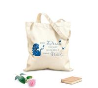 AILOONG Bolsos de calicó para mujer Todo sueño cumplido comienza con un simple deseo Cita Dream Logo Tela de 340g/m² de grosor Plegable