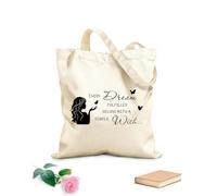 AILOONG Bolsos de calicó para mujer Todo sueño cumplido comienza con un simple deseo Cita Dream Logo Tela de 12 oz de grosor Plegable 35x40cm Grande