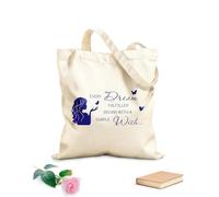 AILOONG Bolsos de calicó para mujer Todo sueño cumplido comienza con un simple deseo Cita Dream Logo Tela de 340g/m² de grosor Plegable