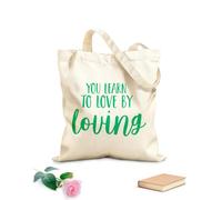 AILOONG Bolsos de hombro de lona de algodón Aprendes a amar amando Frases inspiradoras Tela de 340g/m² de grosor Se usa como bolsa de herramientas