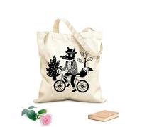 AILOONG Bolsos de hombro de lona de algodón Camiseta única con máscara de zorro en bicicleta Tela de 12 oz de grosor Se usa como bolsa de herramientas 35x40cm Grande