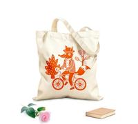 AILOONG Bolsos de hombro de lona de algodón Camiseta única con máscara de zorro en bicicleta Tela de 340g/m² de grosor Se usa como bolsa de herramientas