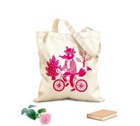 AILOONG Bolsos de hombro de lona de algodón Camiseta única con máscara de zorro en bicicleta Tela de 340g/m² de grosor Se usa como bolsa de herramientas