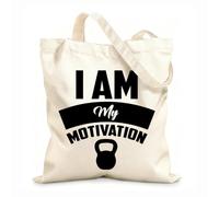 AILOONG Bolsos de hombro de lona de algodón Citas de gimnasio: Yo soy mi motivación Tela de 12 oz de grosor Se usa como bolsa de herramientas 25x30cm Pequeño