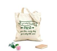 AILOONG Bolsos de hombro de lona de algodón Citas inspiradoras: Solo se vive una vez Tela de 340g/m² de grosor Se usa como bolsa de herramientas