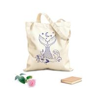AILOONG Bolsos de hombro de lona de algodón Cola de sirena abstracta con flor Tela de 340g/m² de grosor Se usa como bolsa de herramientas