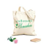 AILOONG Bolsos de hombro de lona de algodón En algún lugar son las cinco en punto. Tela de 340g/m² de grosor Reutilizable