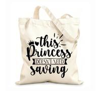 AILOONG Bolsos de hombro de lona de algodón Esta princesa no necesita ser salvada Tela de 12 oz de grosor Se usa como bolsa de herramientas 25x30cm Pequeño