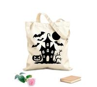 AILOONG Bolsos de hombro de lona de algodón Imagen de un murciélago fantasma de Halloween Tela de 12 oz de grosor Se usa como bolsa de herramientas 25x30cm Pequeño