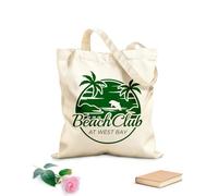 AILOONG Bolsos de hombro de lona de algodón Imagen del logotipo del Beach Club Tela de 340g/m² de grosor Se usa como bolsa de herramientas