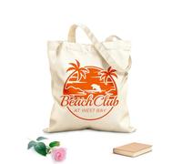 AILOONG Bolsos de hombro de lona de algodón Imagen del logotipo del Beach Club Tela de 340g/m² de grosor Se usa como bolsa de herramientas
