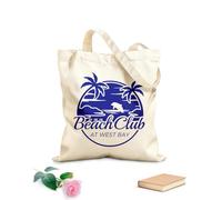AILOONG Bolsos de hombro de lona de algodón Imagen del logotipo del Beach Club Tela de 340g/m² de grosor Se usa como bolsa de herramientas