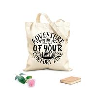 AILOONG Bolsos de hombro de lona de algodón La aventura comienza al final de tu zona de confort Tela de 12 oz de grosor Se usa como bolsa de herramientas 31x36cm Mediano