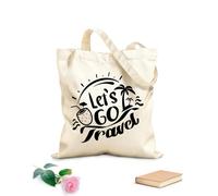 AILOONG Bolsos de hombro de lona de algodón Logotipo de Let's Go Travel para aventuras y playa Tela de 12 oz de grosor Se usa como bolsa de herramientas 25x30cm Pequeño