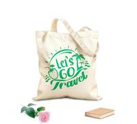 AILOONG Bolsos de hombro de lona de algodón Logotipo de Let's Go Travel para aventuras y playa Tela de 340g/m² de grosor Se usa como bolsa de herramientas