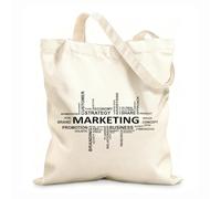 AILOONG Bolsos de hombro de lona de algodón Marketing en la nube de palabras Tela de 12 oz de grosor Se usa como bolsa de herramientas 35x40cm Grande