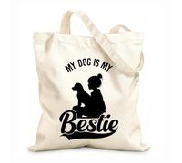 AILOONG Bolsos de hombro de lona de algodón Mi perro es mi mejor amigo Tela de 12 oz de grosor Se usa como bolsa de herramientas 25x30cm Pequeño