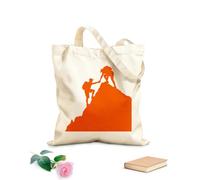 AILOONG Bolsos de hombro de lona de algodón Silueta de un amigo ayudando a alcanzar la cima de la montaña Tela de 340g/m² de grosor Se usa como bolsa de herramientas